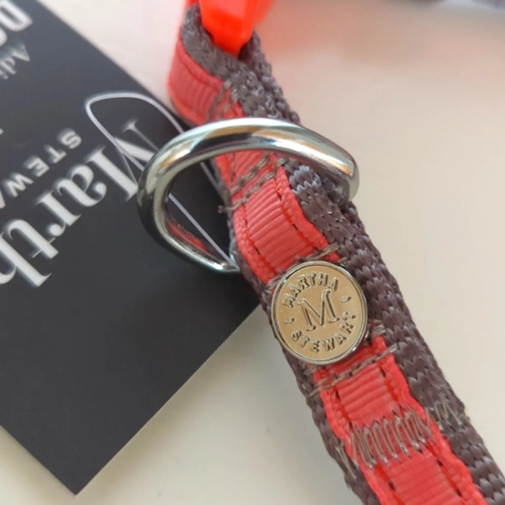 🌻 Martha Stewart Adjustable Nylon Dog Collar Gray Coral Size 14 (Small)